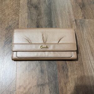Coach Ashley Metallic Gold Leather Wallet